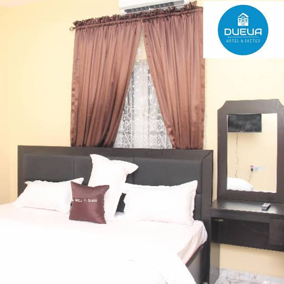 DUEUA HOTEL AND SUITES, NO 2 RAPHAEL USORO STREET, OFF ABAK ROAD, BY PEPSI JUNCTION, UYO. For Easy Bookings And Reservations, Please Contact Cloza App Representative On Call And Watsapp. Details Blow